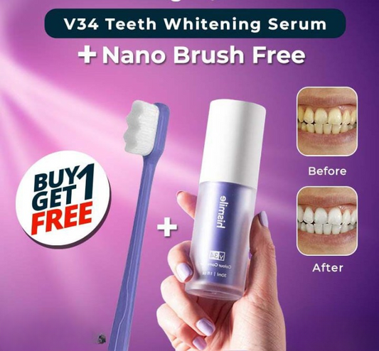 Pack Of 2 Teeth Brightening Hismiles V34 Color Corrector Serum + Micro Nano Toothbrush Deal For Sensitive Gums Toothbrush